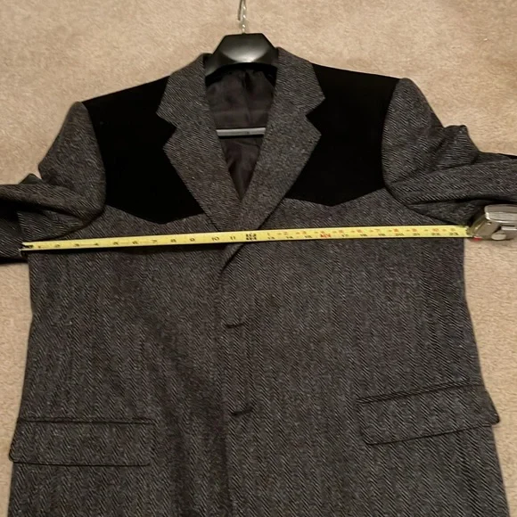 NWOT Bar WS Western Country Blazer Elbow Patch Black /Gray Cowboy Jacket Size 46